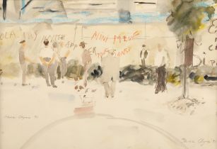 Thora Clyne (Scottish 1937-2020) , framed watercolour, signed, dated(19)91,"Boules, Paris", 23cm x