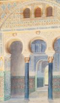 Fernando Liger Hidalgo (Spanish 1880 - 1945), Courtyard of Alhambra watercolour on paper, signed