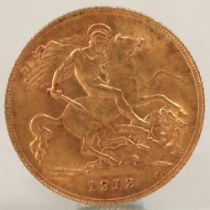 George V gold half sovereign 1912.