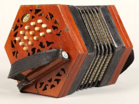 Lachenal & Co Concertina, 30 bone button, five bellow, Steel reed stamped by handle