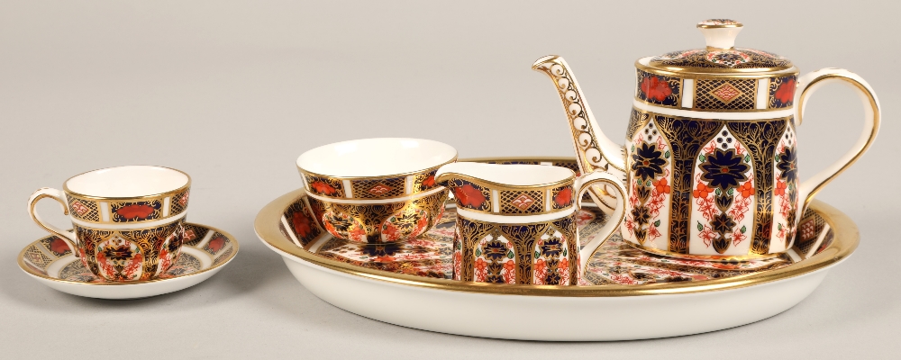 Royal Crown Derby miniature tea service in the imari pattern, comprising of teapot, sugar bowl, - Image 22 of 23