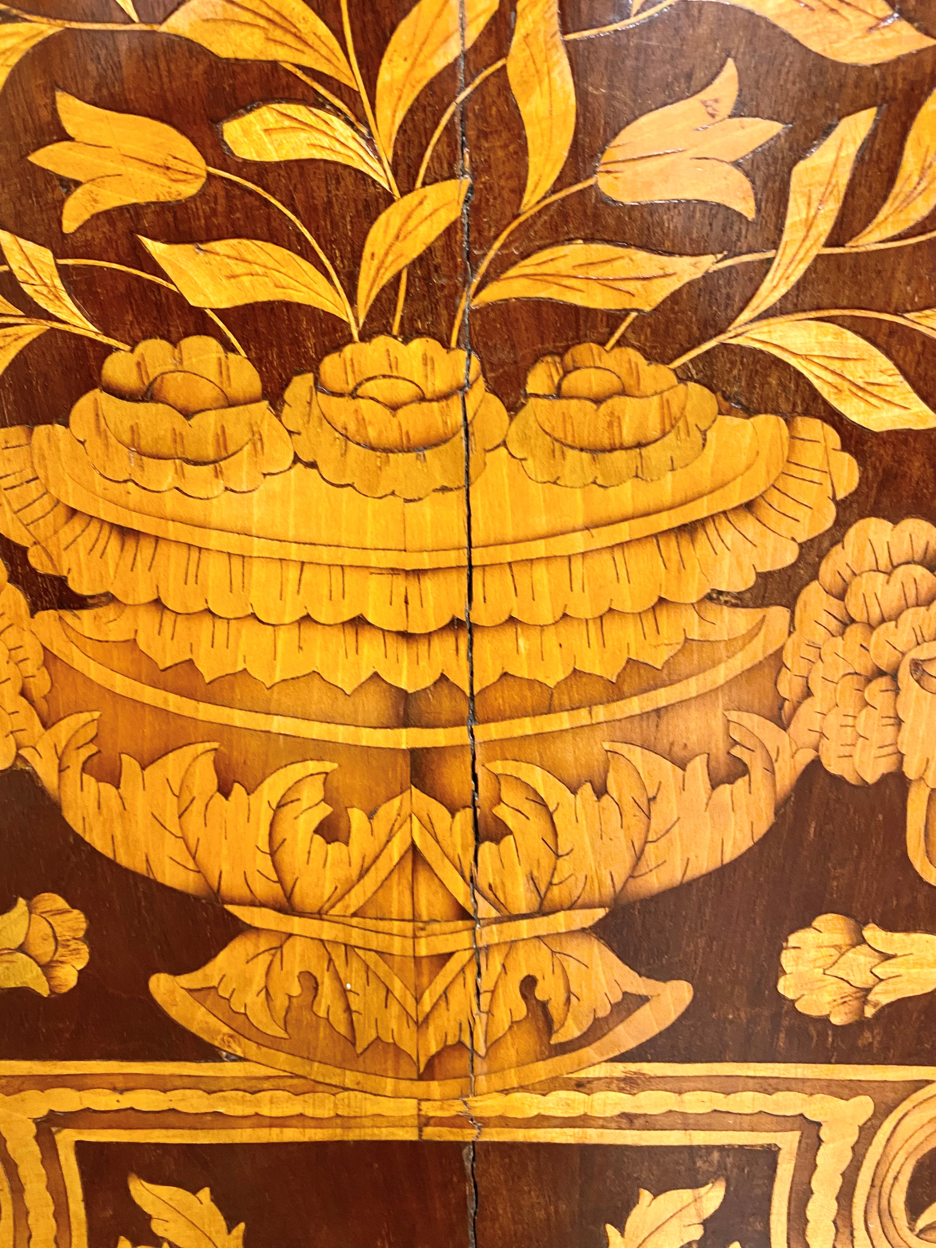 Dutch 19th century marquetry roll top chest, with three drawers, 124 x 123.5 x 57 cm - Image 5 of 9
