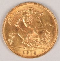 George V gold half sovereign 1913.