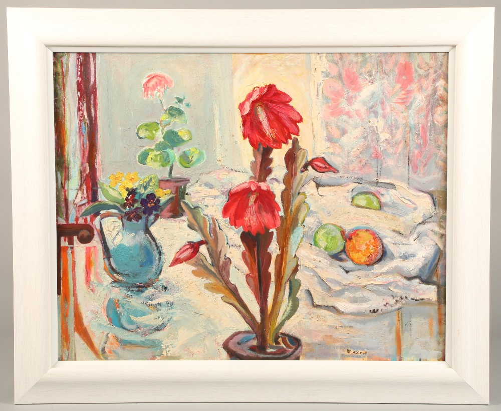 McLagan (20th century) , framed oil on board, signed, dated 1968, "Fruit and Flowers" , 60cm x 75 cm - Image 2 of 2