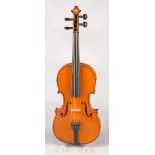 JTL Violin circa 1900, Length of Back 357mm, orange brown colour, with bow