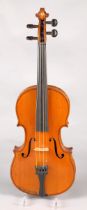 JTL Violin circa 1900, Length of Back 357mm, orange brown colour, with bow