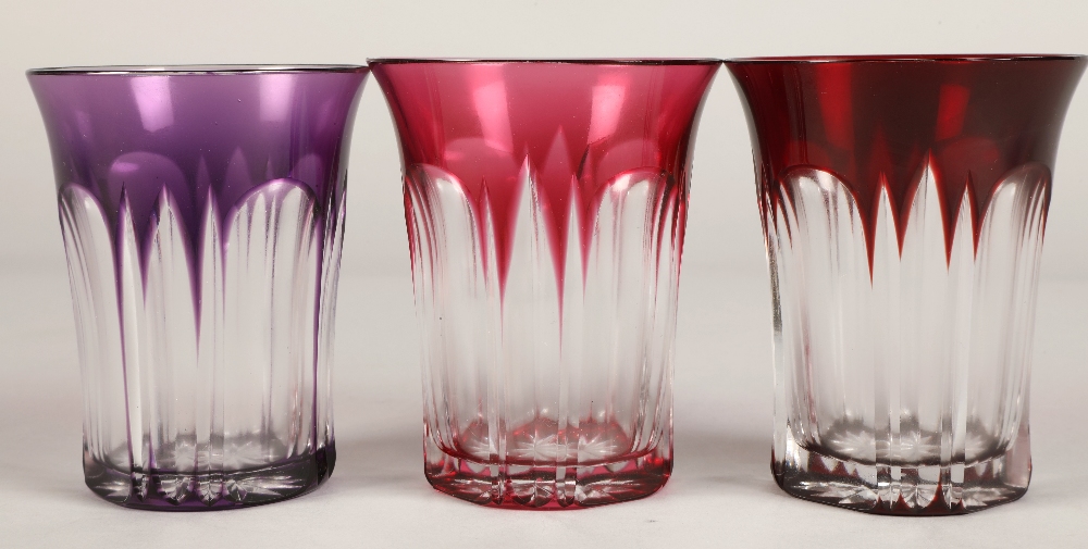 Set of six harlequin bohemian glass tumblers, 9.5cm high. - Image 7 of 12
