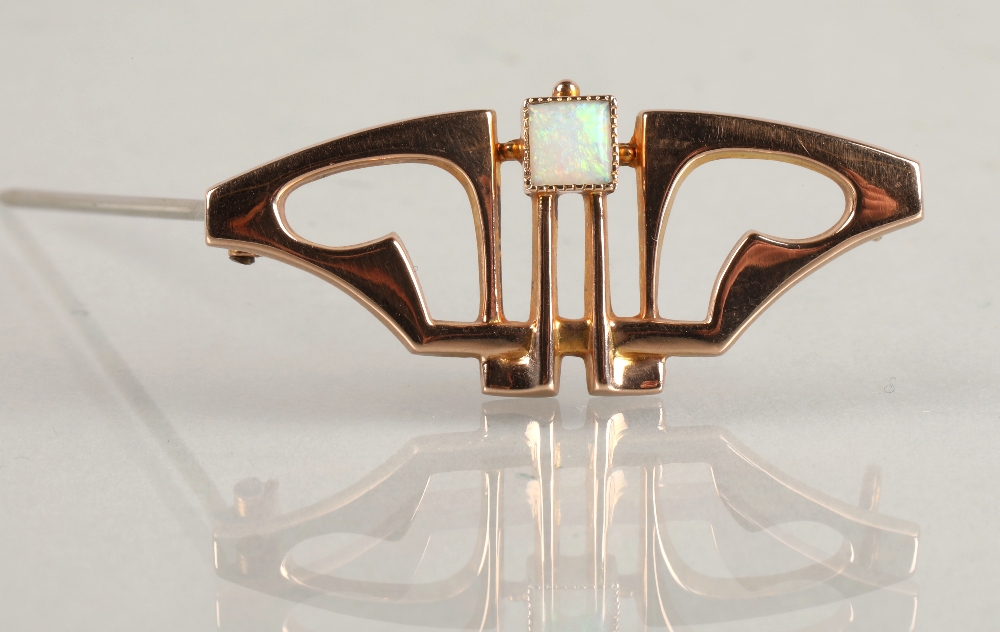 Murrle Bennett 9ct gold bar brooch set with an opal, 2.2 grams. - Image 7 of 9