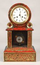 19th century French Boulle work mantel clock by Paul Mancel A Paris, 43cm high.