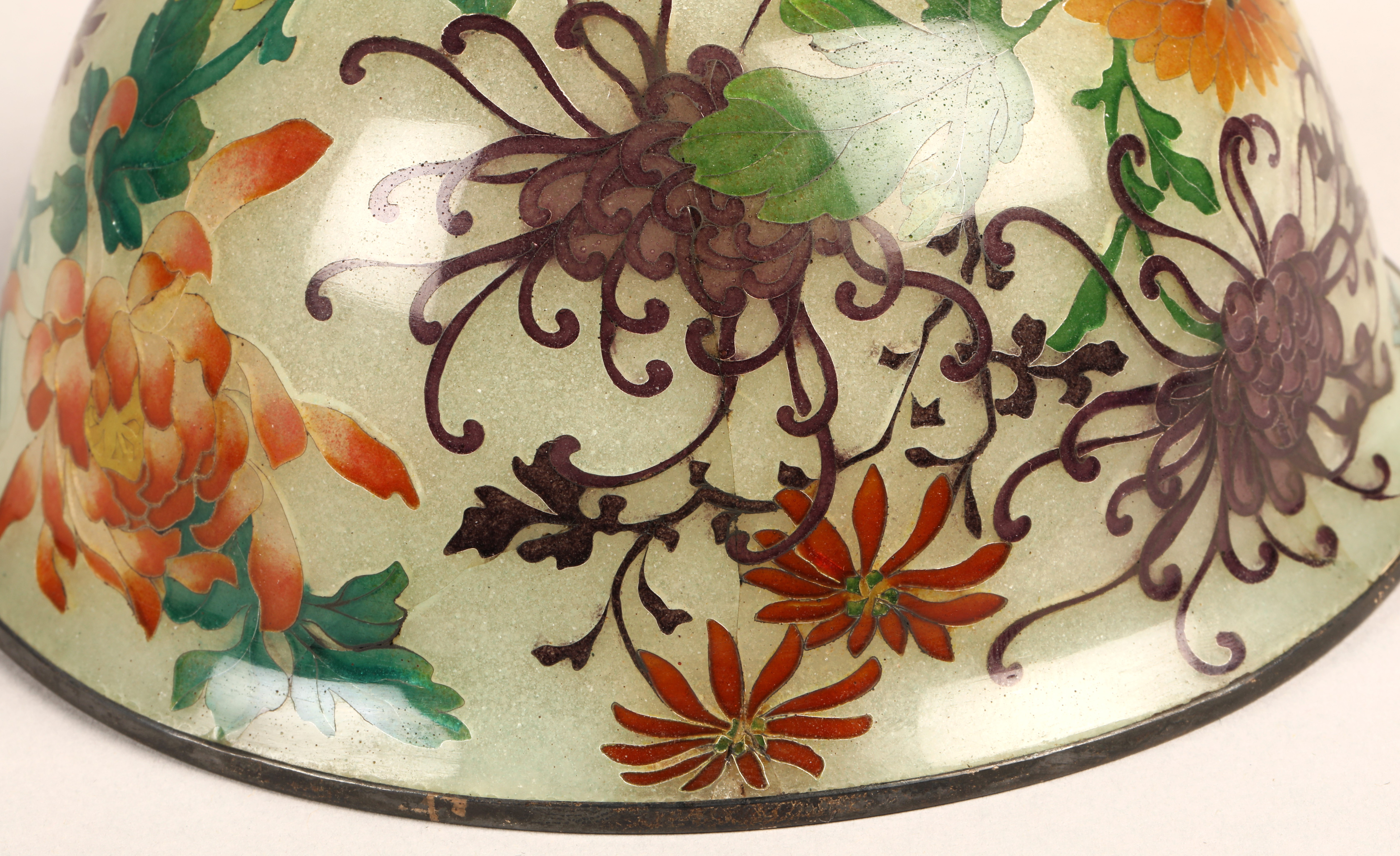 Japanese Plique-a-jour bowl, with translucent cloisonne enamels 14 cm diameter. - Image 8 of 15