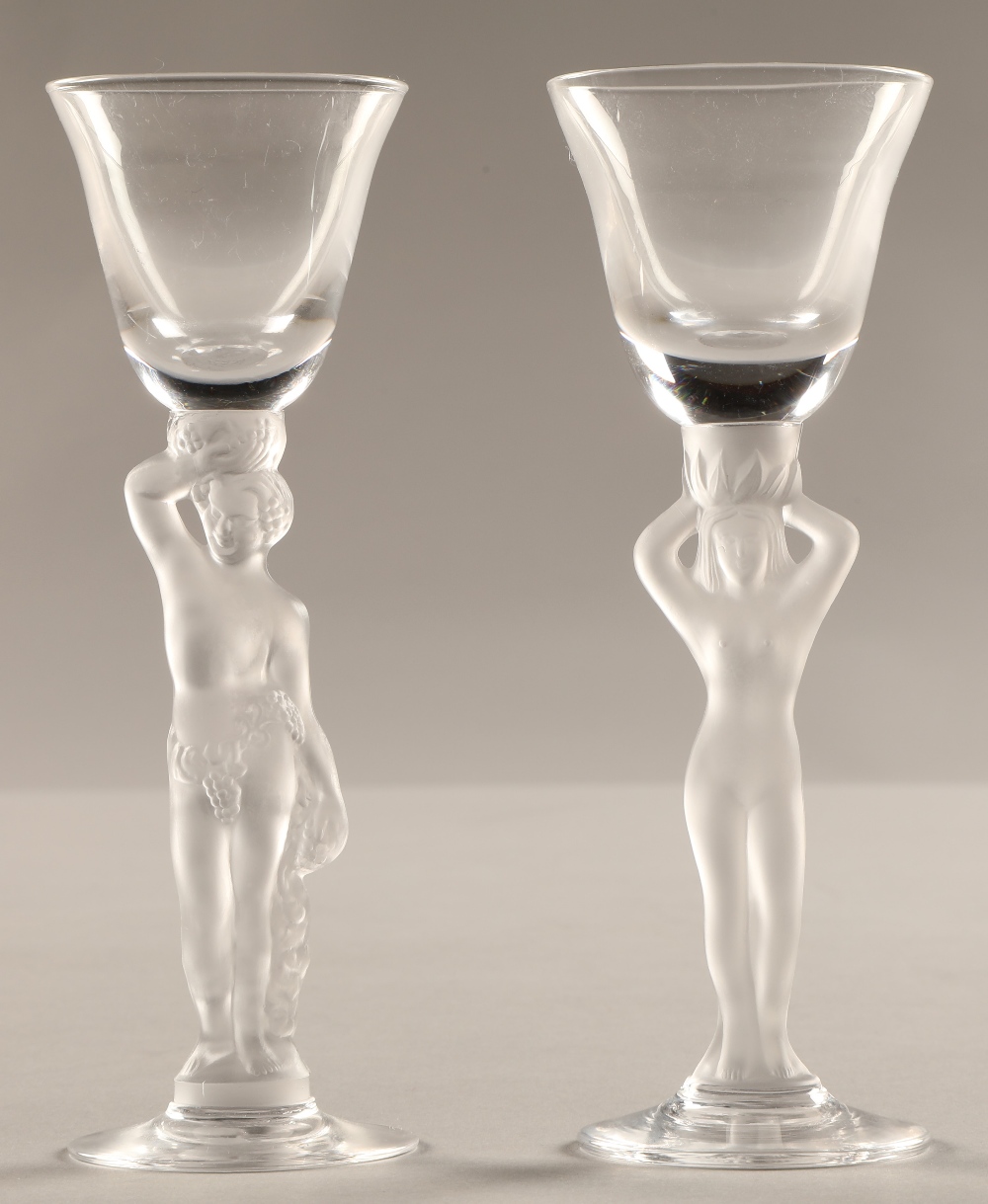 Pair of glasses with frosted figure stems, 15cm high. - Image 2 of 4