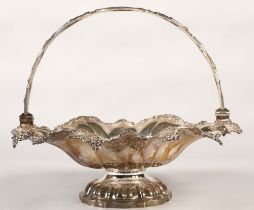 William IV silver cake basket with ornate grape vine edge, assay marked London 1834 , 32cm diameter,
