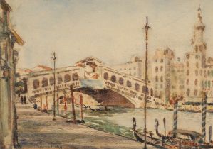 George Cameron Foley (Scottish, Falkirk 1910- Duns 1992) Gilt framed watercolour, signed  'Rialto