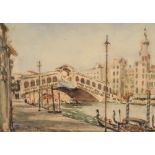 George Cameron Foley (Scottish, Falkirk 1910- Duns 1992) Gilt framed watercolour, signed  'Rialto