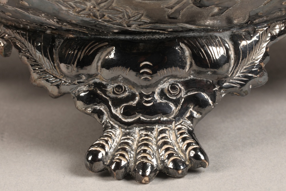 Fantastic 19th century chinese silver four piece tea and coffee service, decorated with warriors, - Image 13 of 51