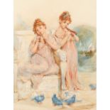 Albert Moore Framed watercolour - signed & dated 'Two Classical Figures' 22cm x 18cm Provenance: