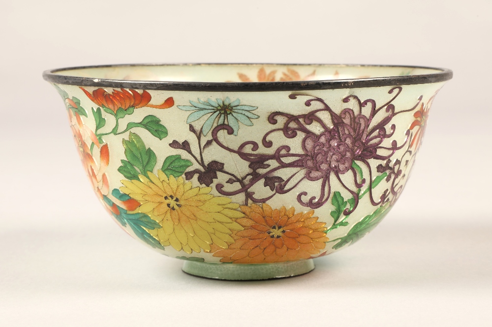 Japanese Plique-a-jour bowl, with translucent cloisonne enamels 14 cm diameter. - Image 2 of 15