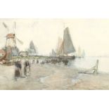 James Kay R.S.A. R.S.W (Scottish 1858 - 1942) Framed watercolour - signed 'Dutch Fisherfolk' 34cm