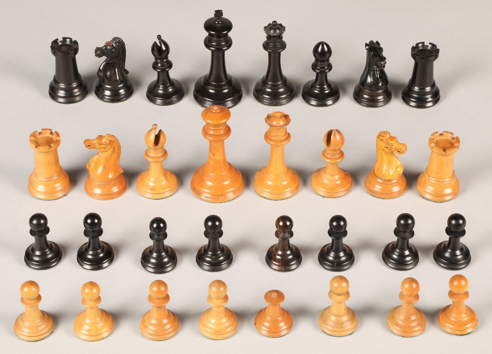 Jaques of London 19th century boxwood and ebony chess set - Image 6 of 24