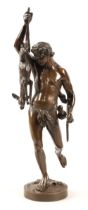 After James Pradier, ( Swiss/French 1790/1852) Bronze figure of a classical male hunter, signed J