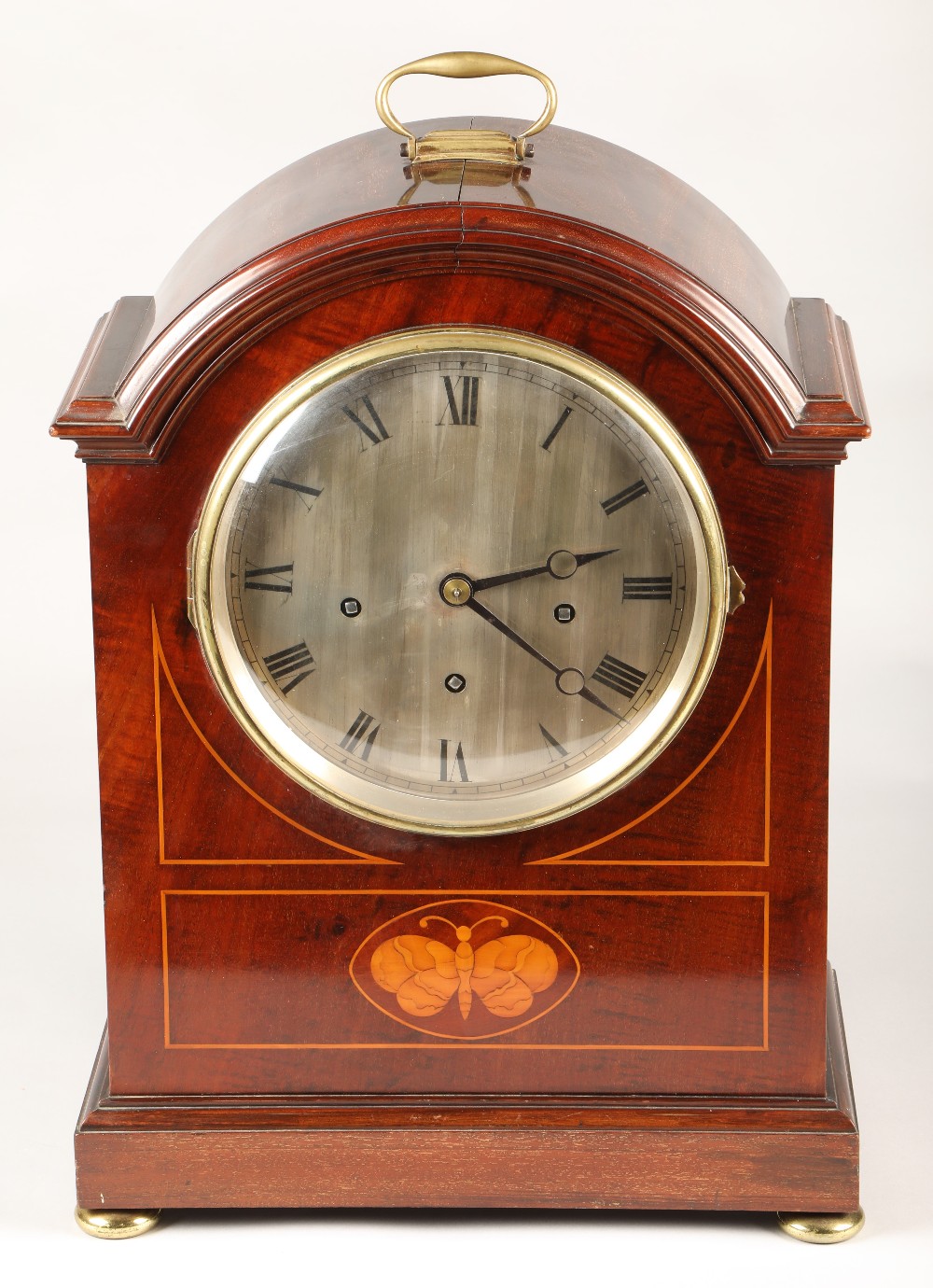 19th century mahogany inlaid bracket clock, 48.5cm high.