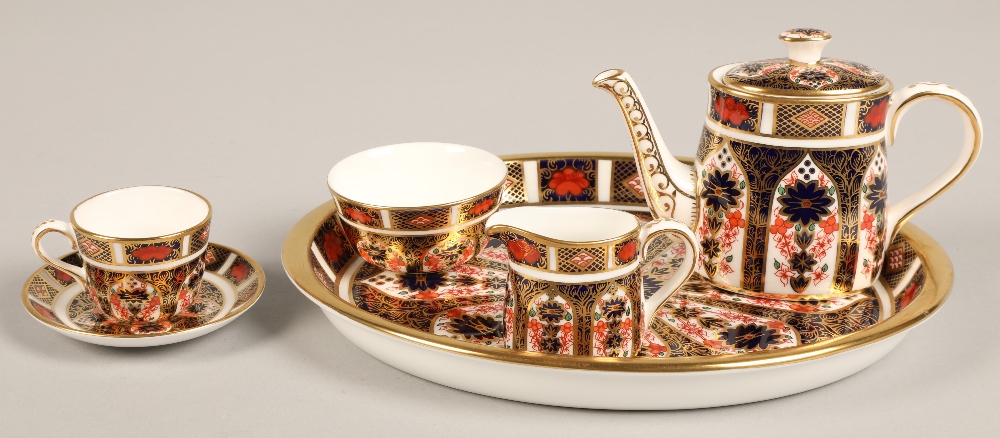 Royal Crown Derby miniature tea service in the imari pattern, comprising of teapot, sugar bowl, - Image 20 of 23
