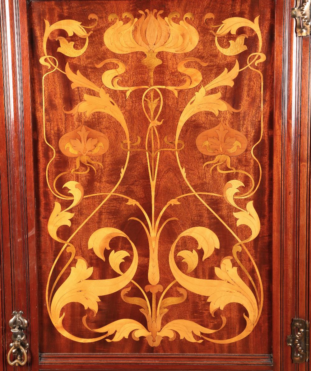 Art Nouveau marquetry inlaid mahogany hall wardrobe, possibly by Shapland & Petter, the single - Image 2 of 4