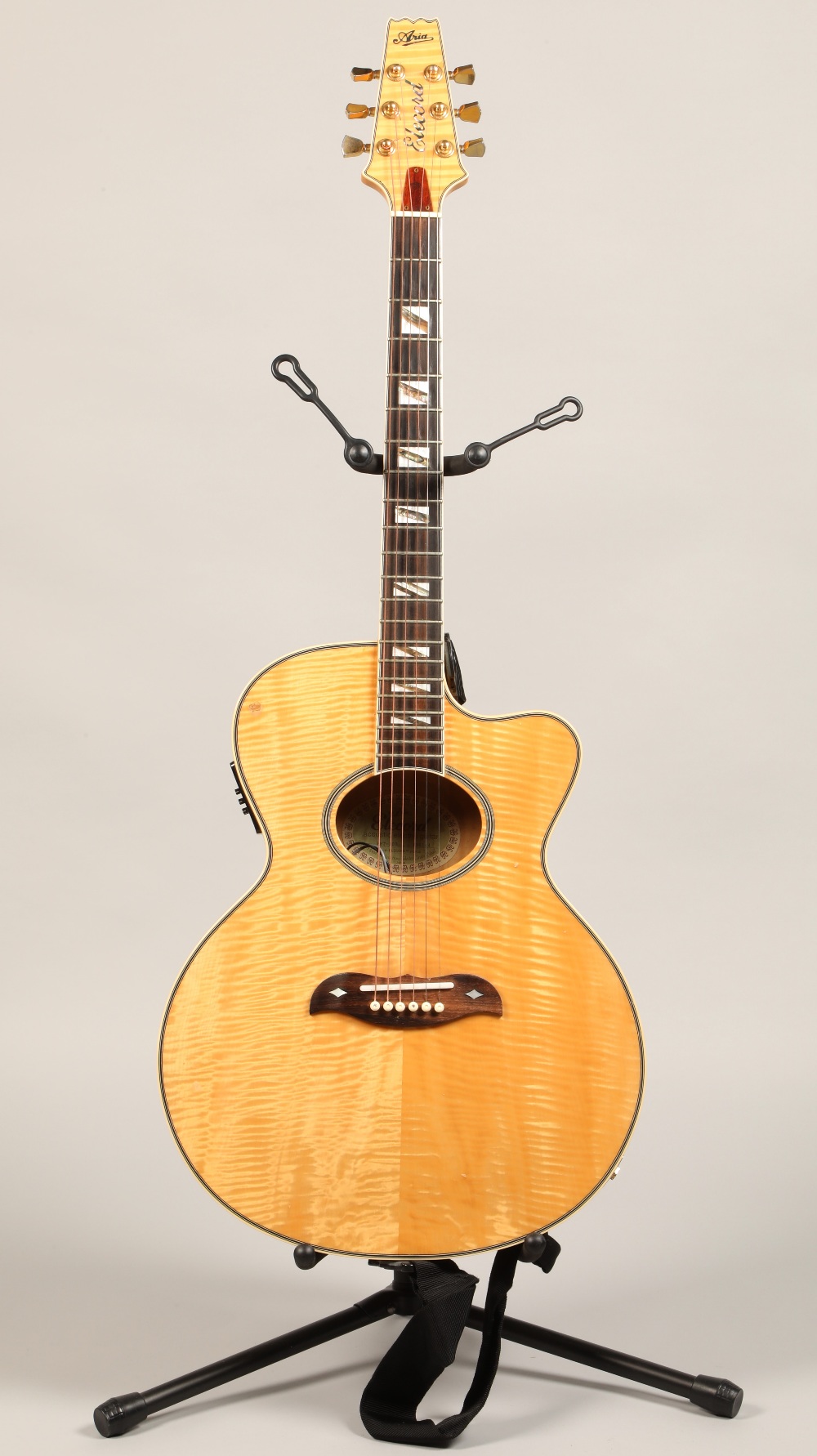 Aria Elecord blonde Fet 100 acoustic electric guitar, serial number 890144 in hard case