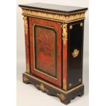 19th century ebonised cabinet with boulle work and gilt decoration, 96 x 123 x 38 cm