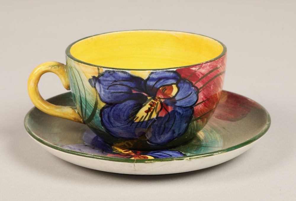 Wemyss 'Iris' pattern tete-a-tete tea set including tea pot, two cups and saucers, creamer, dish and - Image 5 of 10