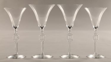 Seven various Lalique glasses, etched Lalique to the base, Bachus France glass (8)