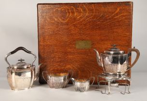 Victorian four piece silver tea service, assay marked Chester, 1895, comprising of teapot , sugar
