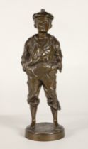 Bronze  figure of a boy sailor by V Szczeblewski, 1889, inscribed on base, 42 cm high,