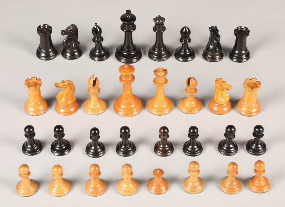 Jaques of London 19th century boxwood and ebony chess set