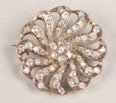 Ladies circular diamond cluster brooch.