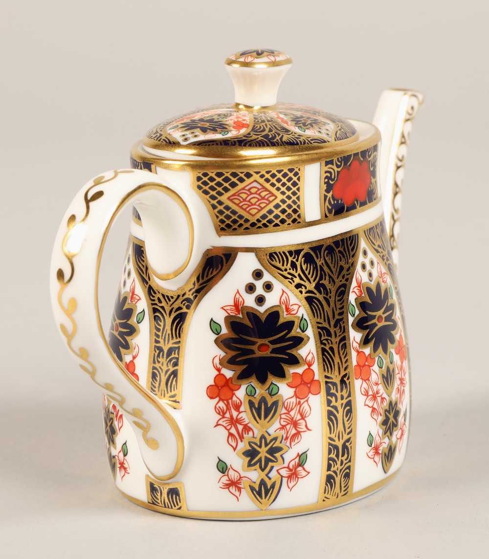 Royal Crown Derby miniature tea service in the imari pattern, comprising of teapot, sugar bowl, - Image 6 of 23