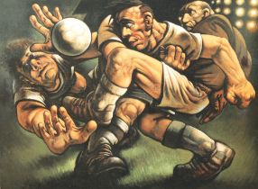 Peter Howson OBE (Scottish born 1958) ARR, Framed , signed print, " The Glorious Game" , Gallery