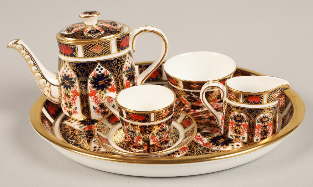 Royal Crown Derby miniature tea service in the imari pattern, comprising of teapot, sugar bowl, - Image 2 of 23