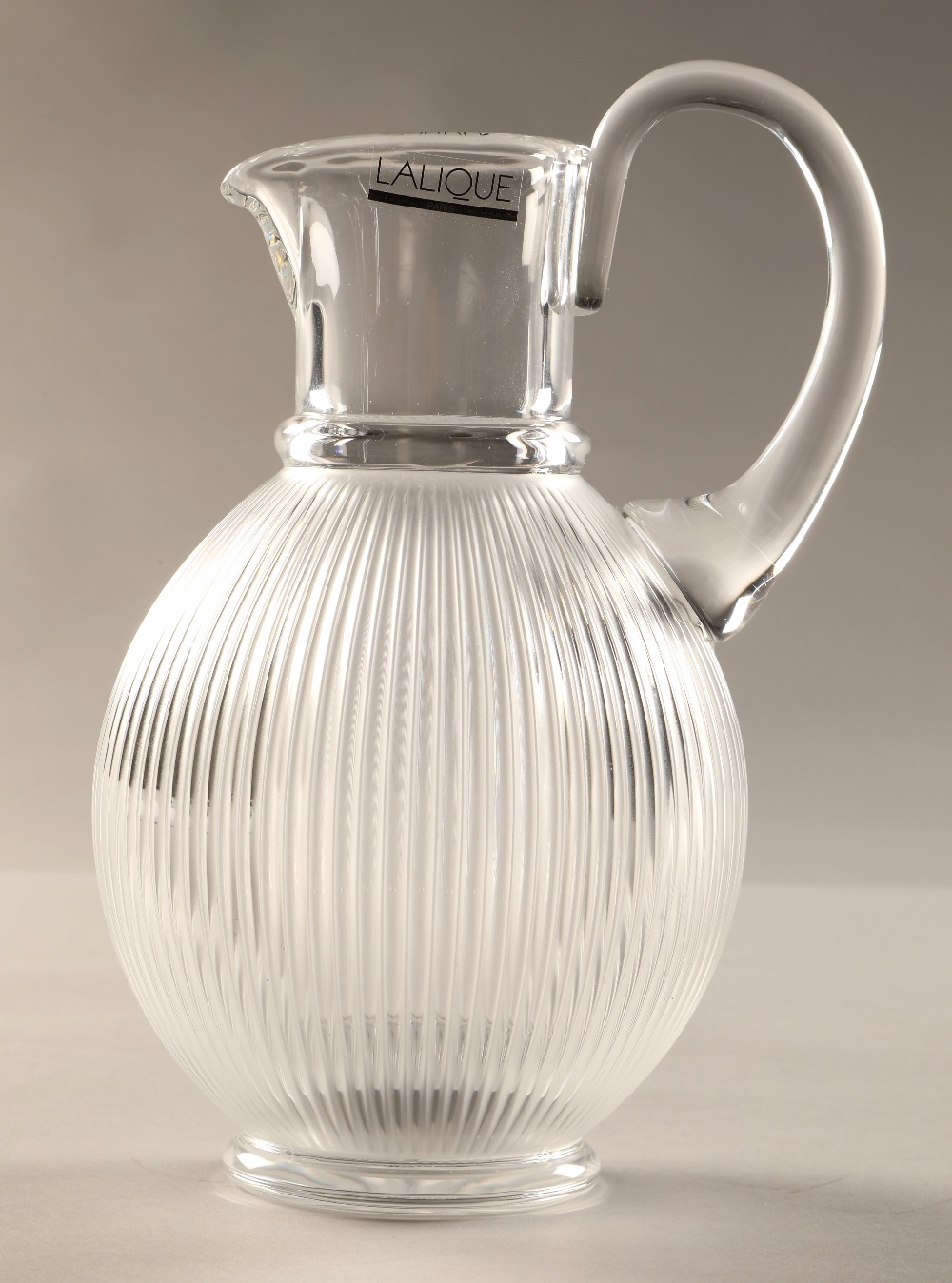Lalique Langeais Pitcher, etched Lalique France to the base, 22 cm high, in Lalique box
