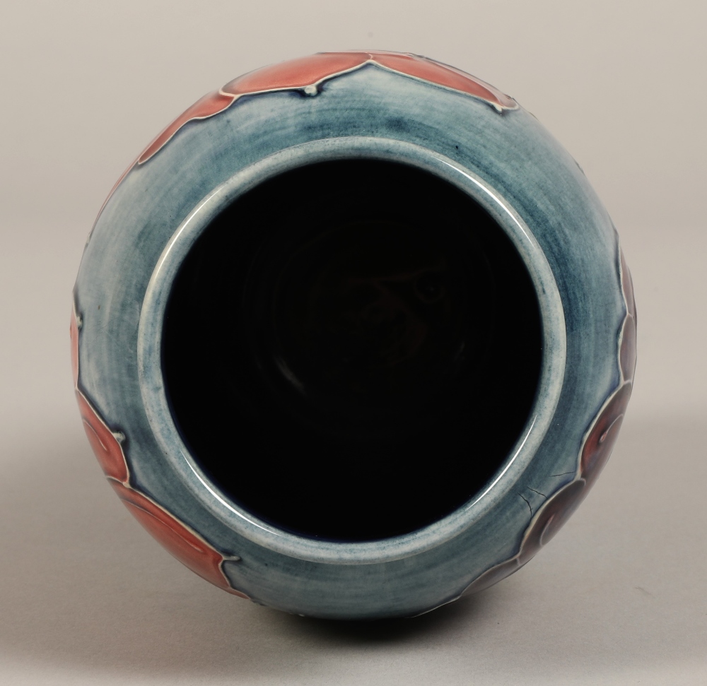 Moorcroft pottery vase of baluster form, pale blue ground in the anemone pattern, impressed marks - Image 5 of 10