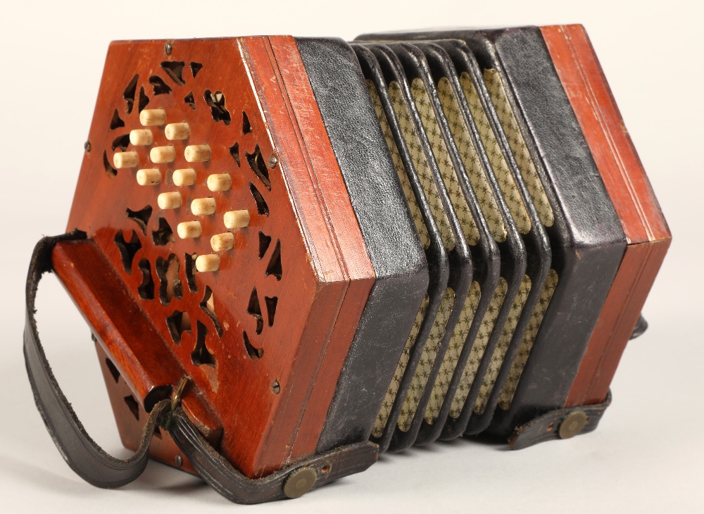 Lachenal & Co Concertina, 30 bone button, five bellow, Steel reed stamped by handle - Image 9 of 10