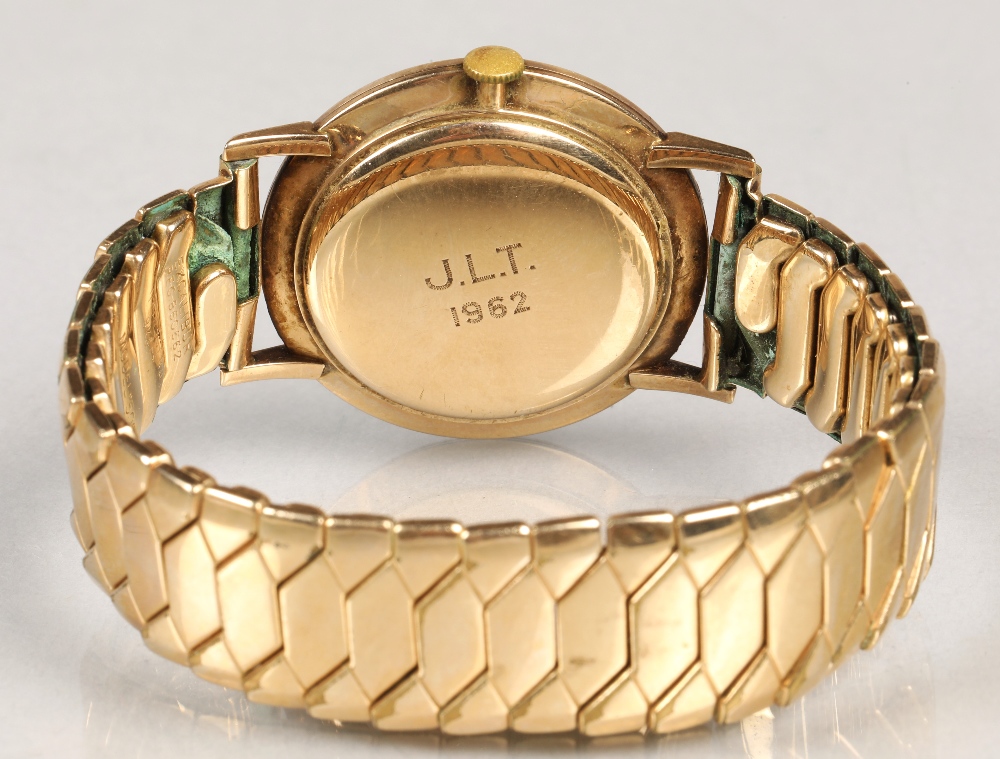 Longines 9ct gold wrist watch, champagne dial with baton hour markers with subsidiary dial. with - Image 5 of 6