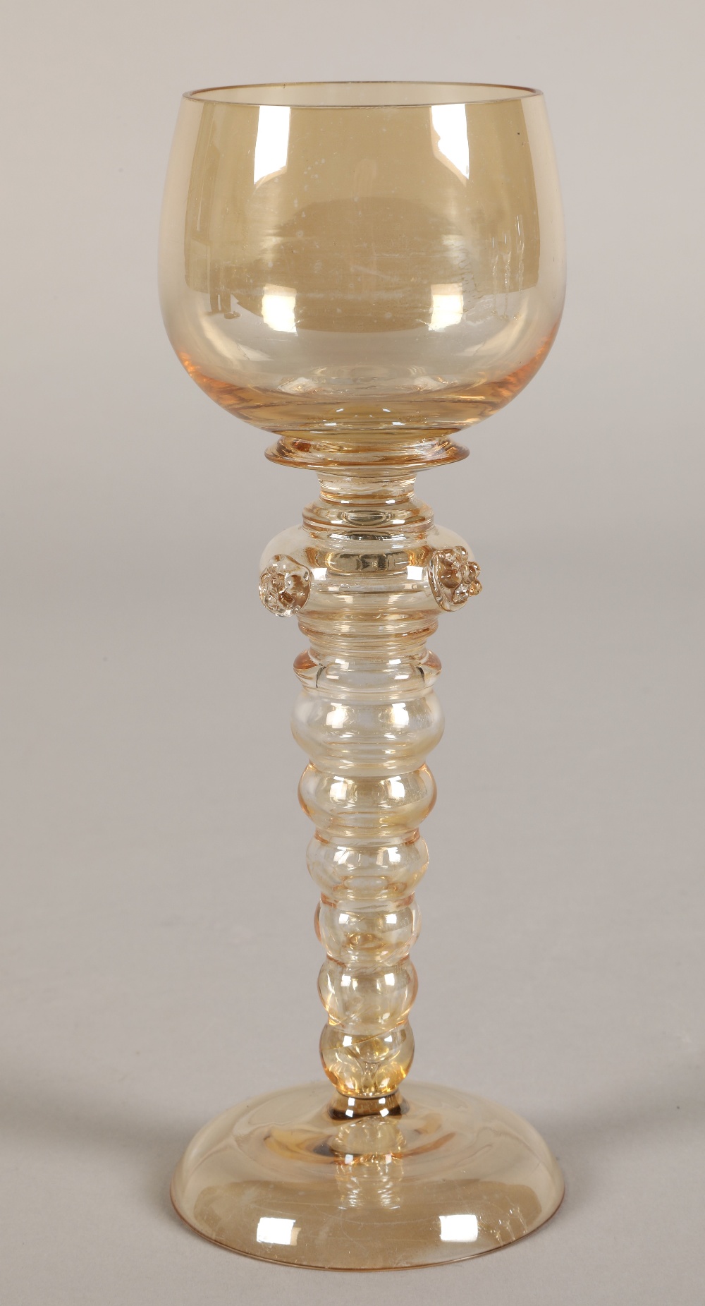 Set of four hock glasses with bubble glass stems 19.5cm high. - Image 3 of 7