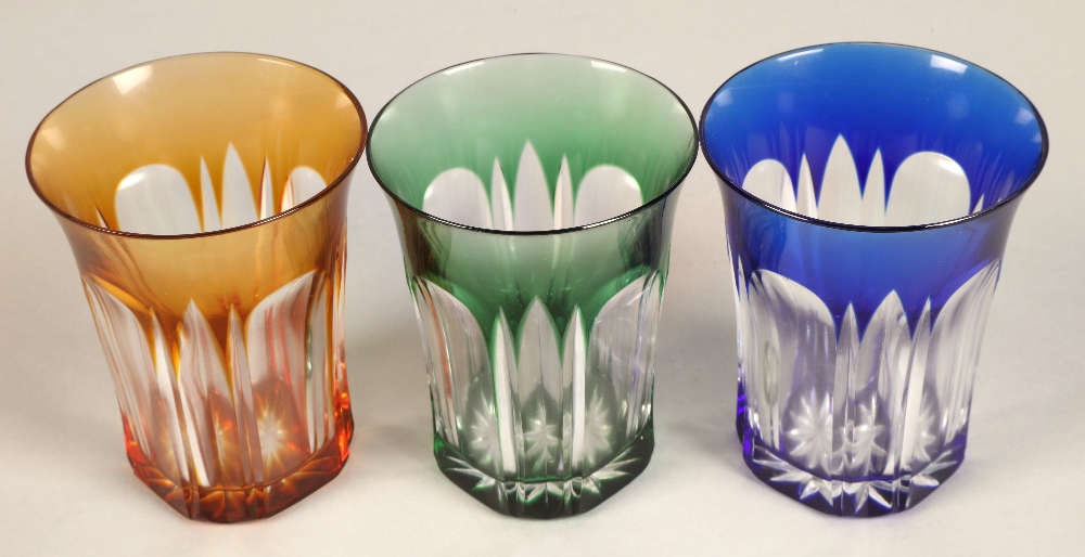 Set of six harlequin bohemian glass tumblers, 9.5cm high. - Image 12 of 12