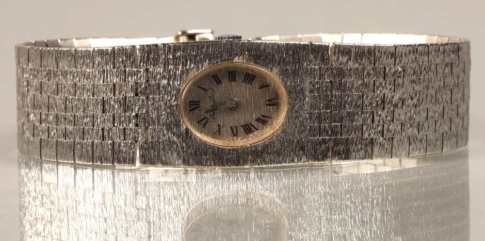 Bueche-Girod ladies 9ct white gold wrist watch, silvered dial with roman numeral hour markers, on - Image 7 of 8