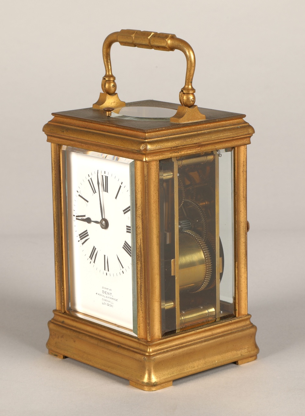 French brass repeating carriage clock, engraved AIGUILLES on the back,  Examp by Dent, 4 Royal - Image 2 of 12