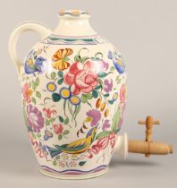 Large Poole pottery cider dispenser with tap, Truda Carter LE pattern 1951-1955, 40cm high.