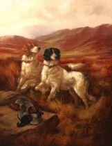 Robert Cleminson (British 1844-1903) Gilt framed oil on canvas, signed lower left, two gundogs and