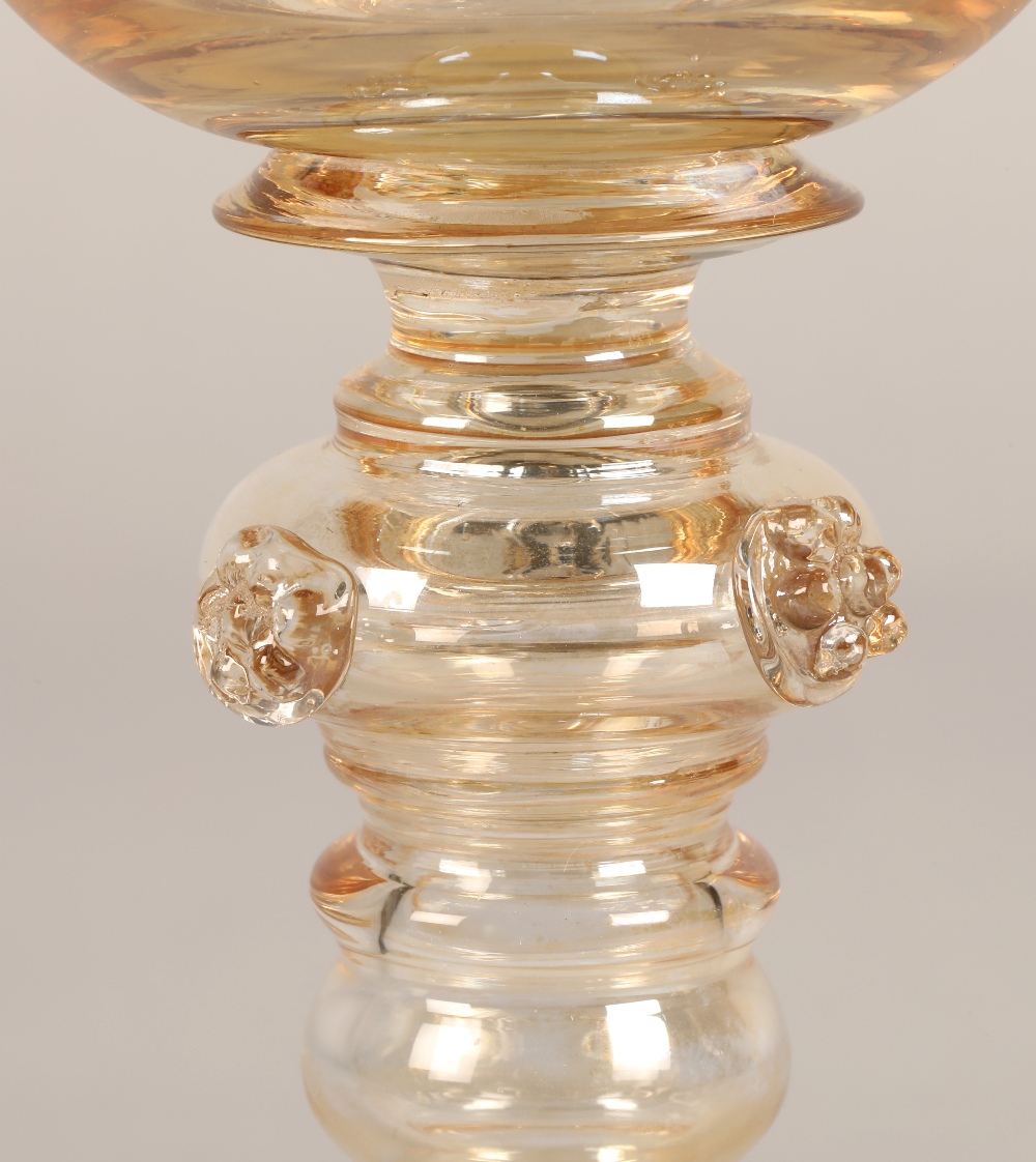Set of four hock glasses with bubble glass stems 19.5cm high. - Image 4 of 7