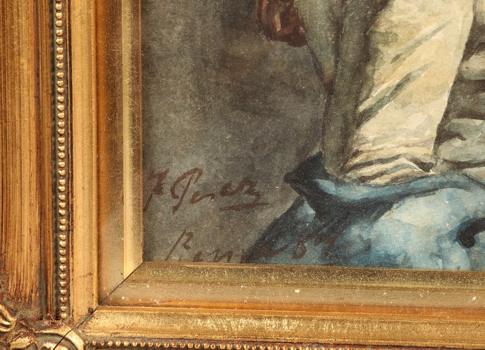 Italian School (20th Century) Gilt framed watercolour - indistinctly signed 'Head and Bust Study - Image 3 of 4